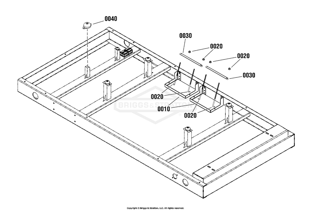 Base/Battery Group Diagram and Parts List for 080021-02  Briggs and Stratton Generator